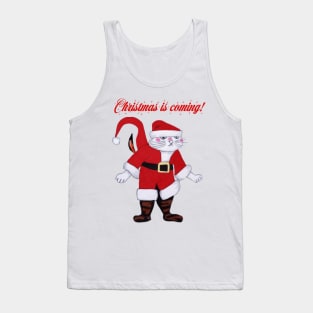 Christmas is Coming Santa cat Tank Top